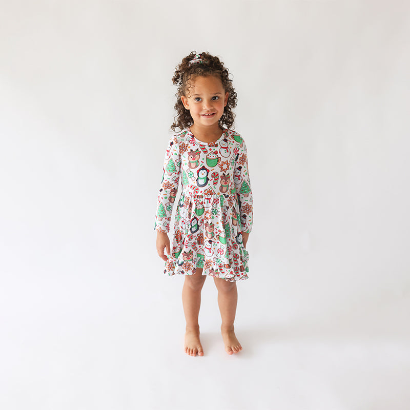 Posh Peanut Inc. Cookie Medley - Long Sleeve Ruffled Twirl Dress