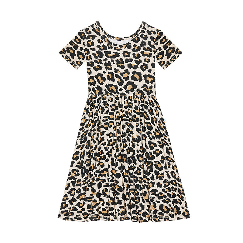 Posh Peanut Inc. Lana Leopard - Short Sleeve Twirl Dress