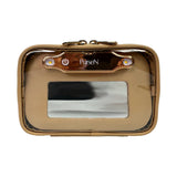 Clear pouch with gold frame and 'PurseN' branding on a white background