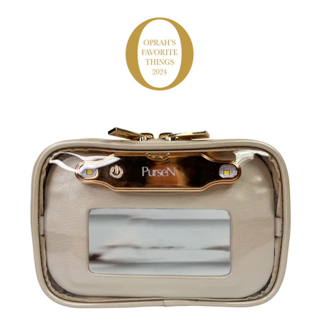 Gold clutch with 'Oprah's Favorite Things 2024' logo on a white background