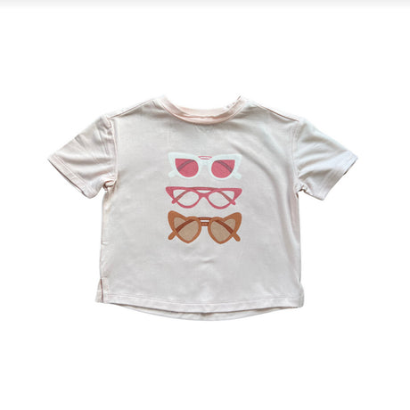 Baby tee with retro sunglasses print
