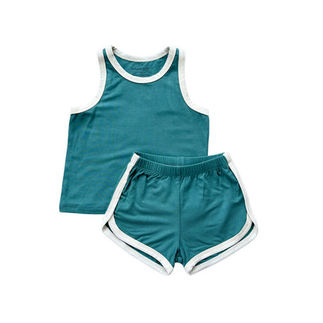 Kids bluish colored tank top with shorts