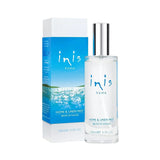 Inis Home & Linen Mist spray bottle with a capacity of 100ml, displayed next to its packaging box.