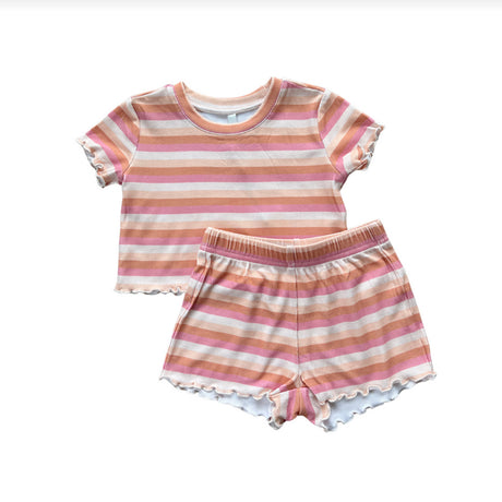 Striped top and bottom set for little girls