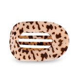 Leopard print hair clip on a white background