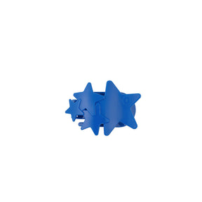 Blue star-shaped flat hair clip on a white background