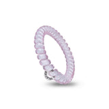 Pink silicone ring with a brand logo on a white background