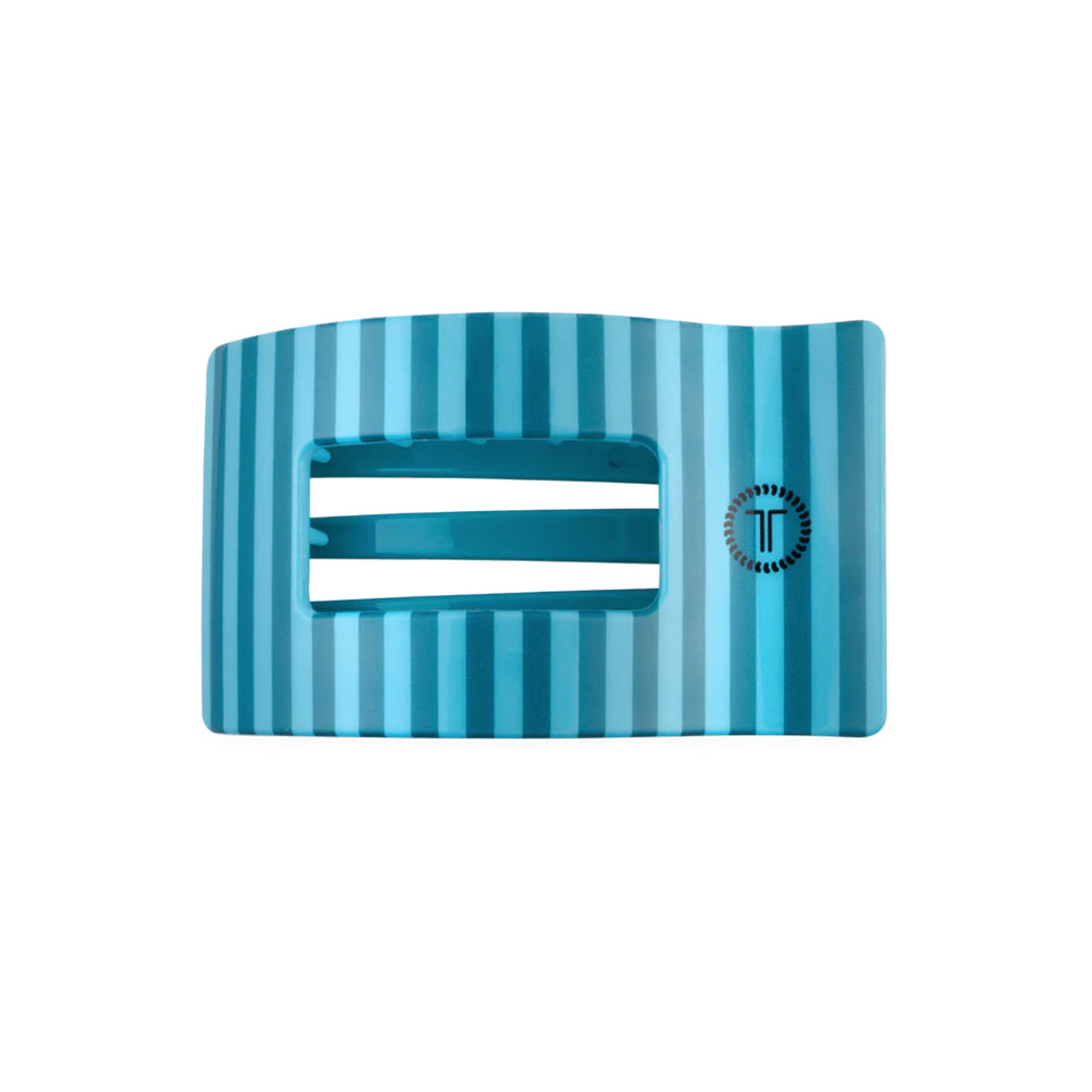 Blue striped hair clip on a white background