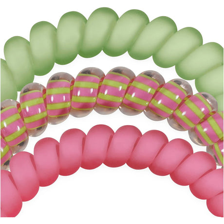Close-up of colorful hair ties on a white background