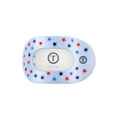 Teleties hair clip with star pattern on a white background