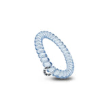Blue beaded bracelet on a white background