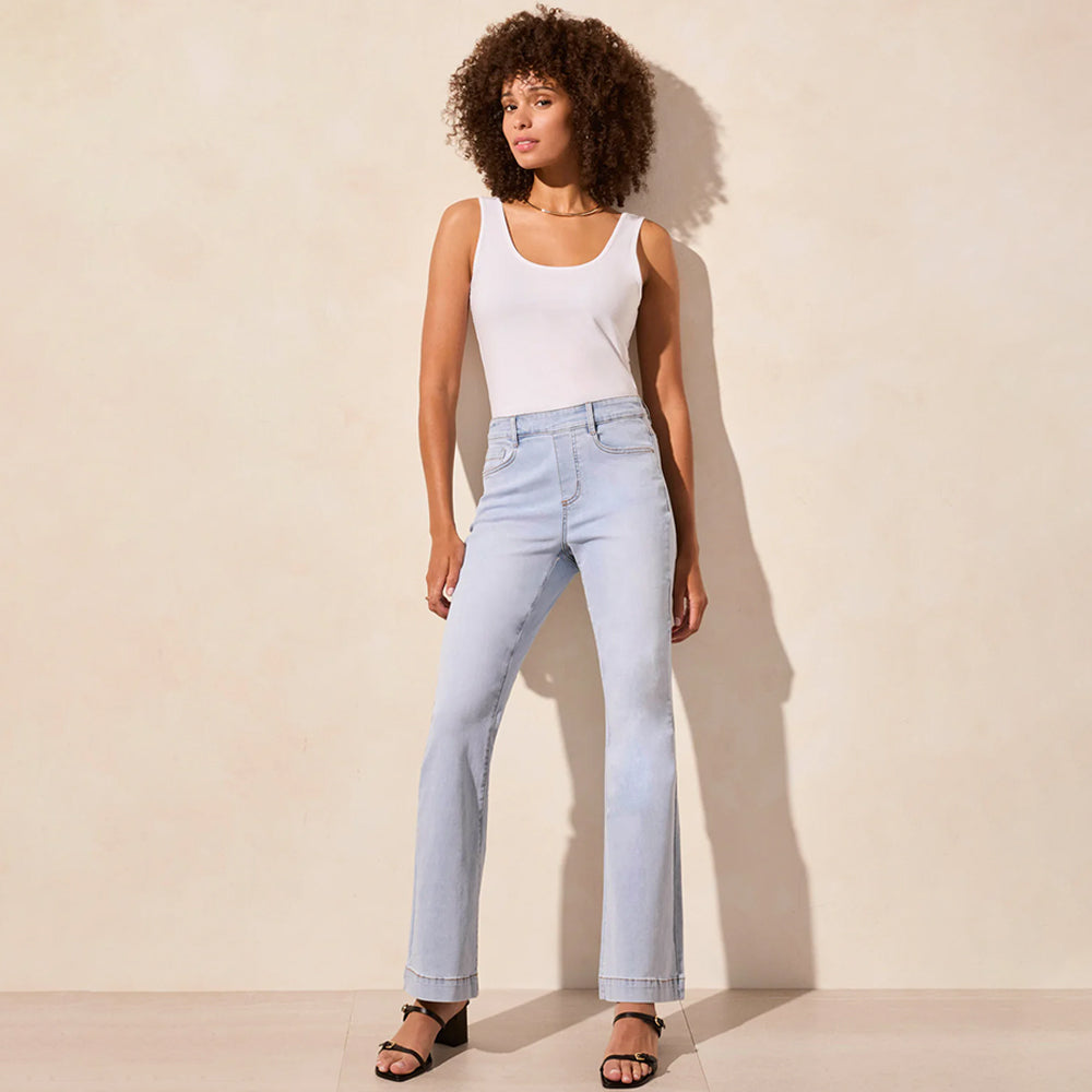 Tribal Clothing Co Audrey Pull-On Flare Jeans with 5 Pockets-Lt Surf