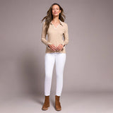 Tribal Clothing Co Long Sleeve Polo Sweater W/Blanket Stitch-H Latte