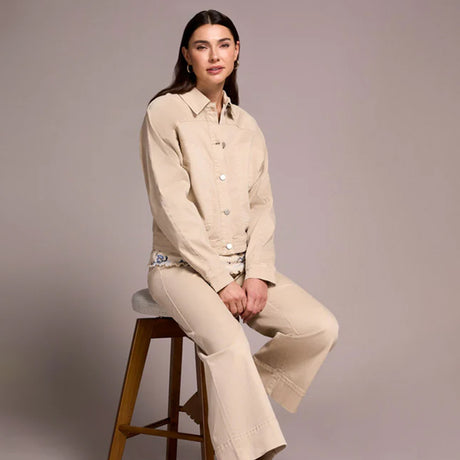 Tribal Clothing Co Long Sleeve Raglan Button Front Jacket-Sandstone