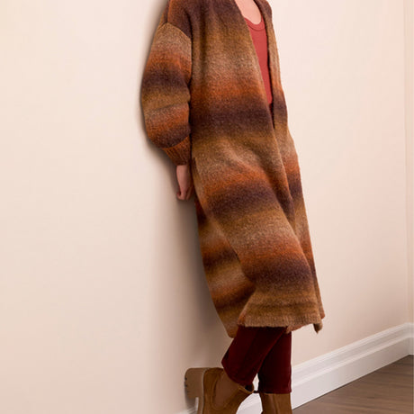 Tribal Clothing Co Long Sweater Cardigan W/Puff Sleeve-M Dk Toffee