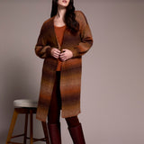 Tribal Clothing Co Long Sweater Cardigan W/Puff Sleeve-M Dk Toffee