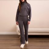 Tribal Clothing Co Long Sleeve Mock Neck Top W/Zipper-Charcoal