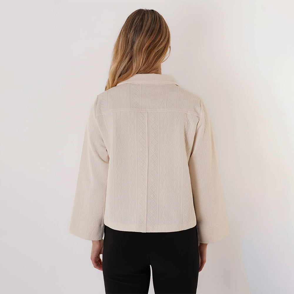 Trisha Tyler Ivory Collared Zip Up Jacket