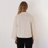 Trisha Tyler Ivory Collared Zip Up Jacket