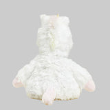 white plush unicorn with gray background